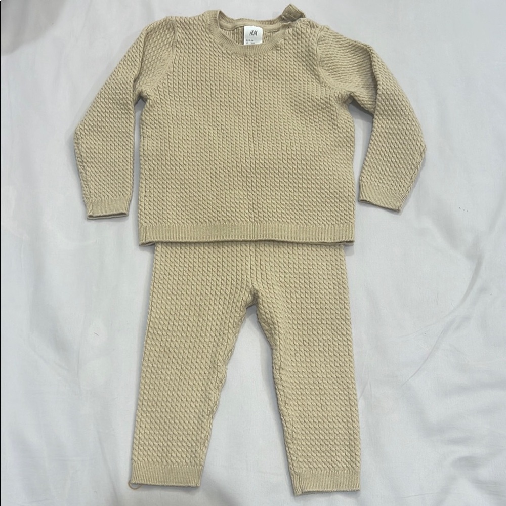 Baby H&M Beige Knit Sweater and Pants Set. Size 18M
